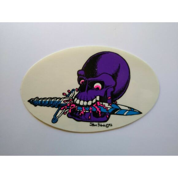 Grateful Dead Vintage Original Car Window Decal Skull Knife In Mouth '92 Hidock - Picture 6 of 7